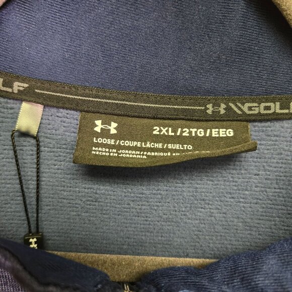 New Under Armour Storm Golf Mens 2XL Navy Heather Performance Fleece Quarter Zip - Picture 9 of 10